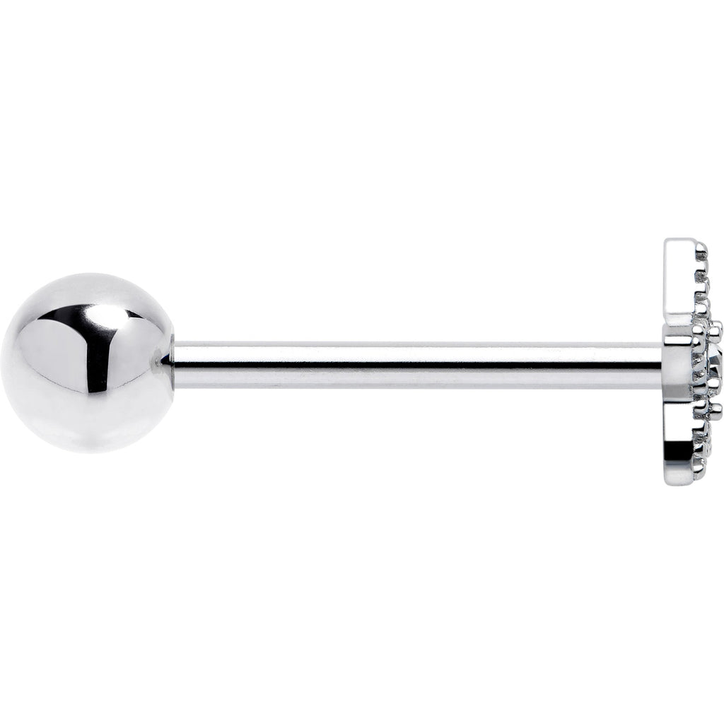 Clear Gem Star Texture Barbell Tongue Ring